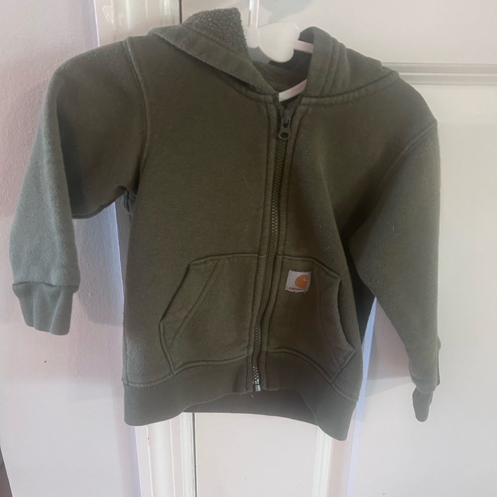 Carhartt Kids Olive Green Zip-Up Fleece Hoodie / Jacket / Sweater